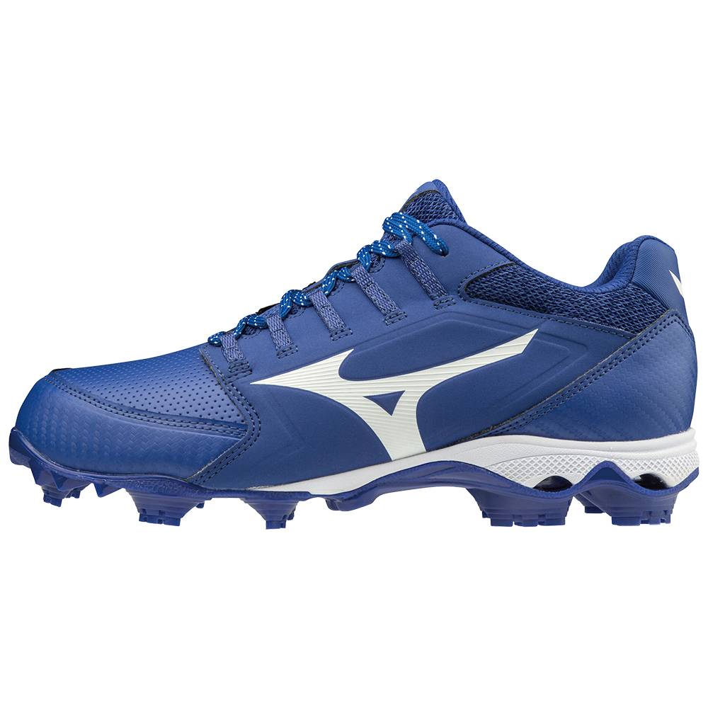 Tenis Para Softball Mizuno 9-Spike Advanced Finch Elite 4 TPU Molded Para Mujer Azul Rey/Blancos 078